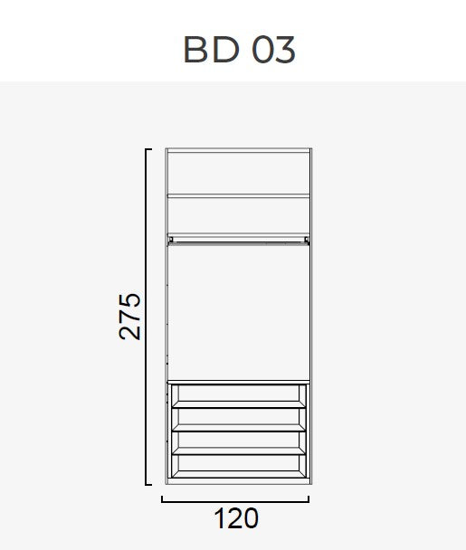 63 конфигурирани модула за гардероб «Beta» - с осветление, чекмеджета, лостове за закачалки и рафтове