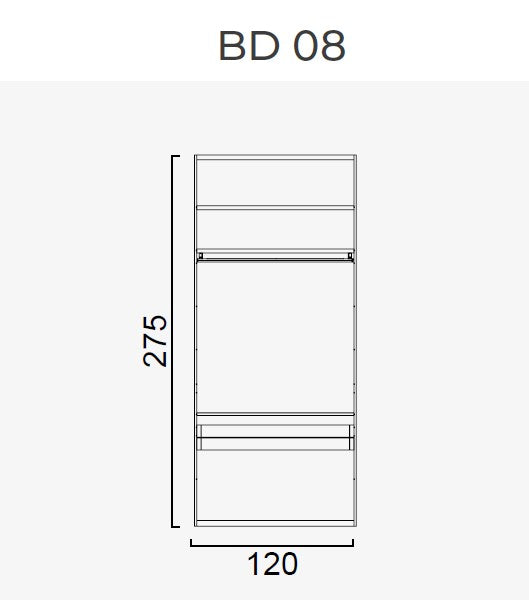 63 конфигурирани модула за гардероб «Beta» - с осветление, чекмеджета, лостове за закачалки и рафтове
