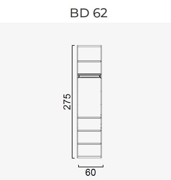 63 конфигурирани модула за гардероб «Beta» - с осветление, чекмеджета, лостове за закачалки и рафтове