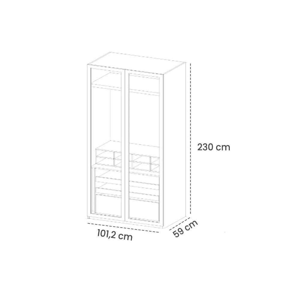 Модулен гардероб «Defne» - 4 модула, с осветление, стъклени врати