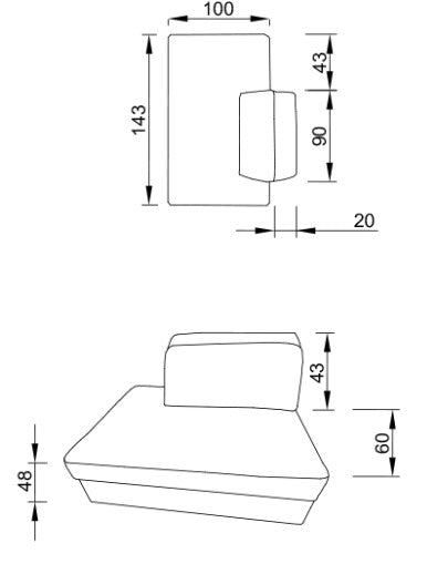 Модулен разтегателен диван «Como» с електрически механизъм, USB зарядна станция