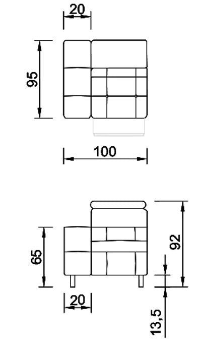 Модулен диван «Lara» + електрически механизъм, USB зарядна станция, конзолна масичка