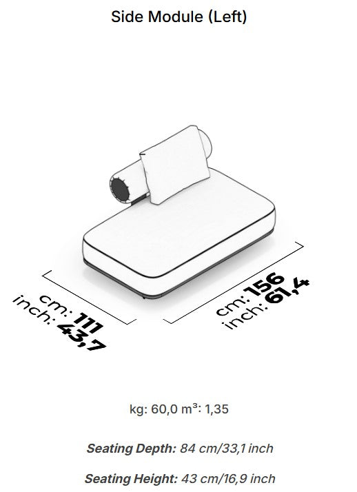 16 модула за модулен диван «Kyoto» + конзолна масичка, лежанка