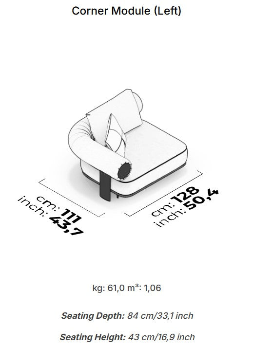 16 модула за модулен диван «Kyoto» + конзолна масичка, лежанка