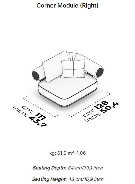 16 модула за модулен диван «Kyoto» + конзолна масичка, лежанка