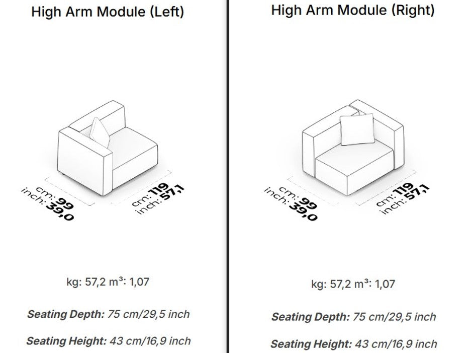 15 модула за модулен диван «Cubic»