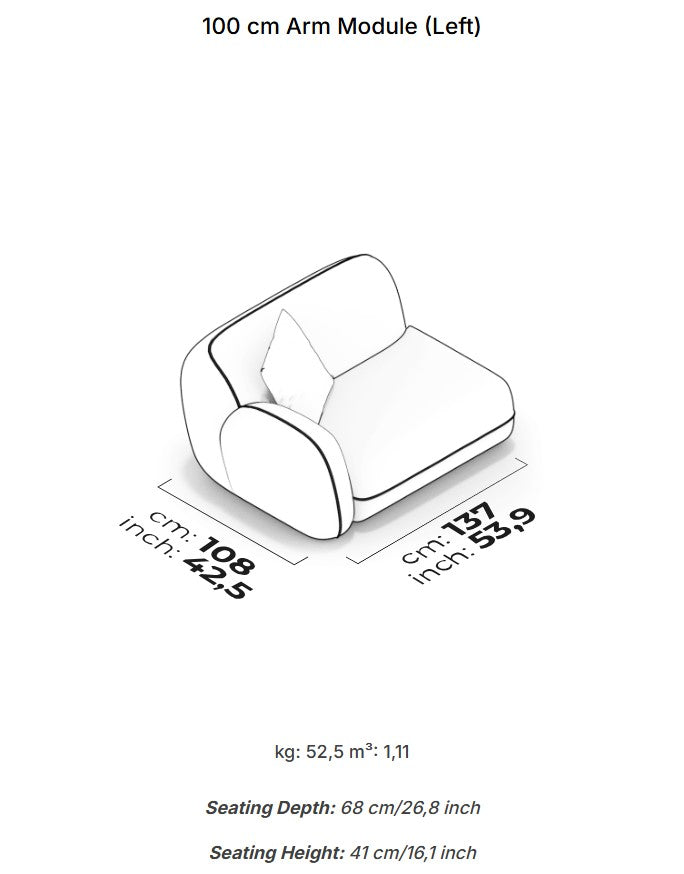10 модула за модулен диван «Icona» + конзолна масичка, лежанка