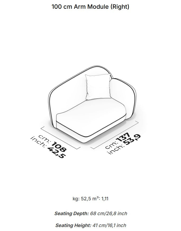 10 модула за модулен диван «Icona» + конзолна масичка, лежанка