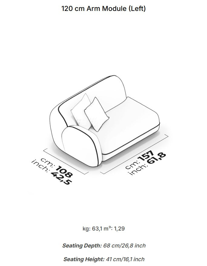 10 модула за модулен диван «Icona» + конзолна масичка, лежанка