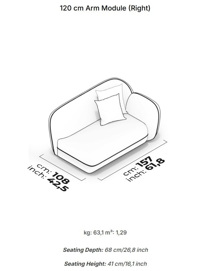 10 модула за модулен диван «Icona» + конзолна масичка, лежанка
