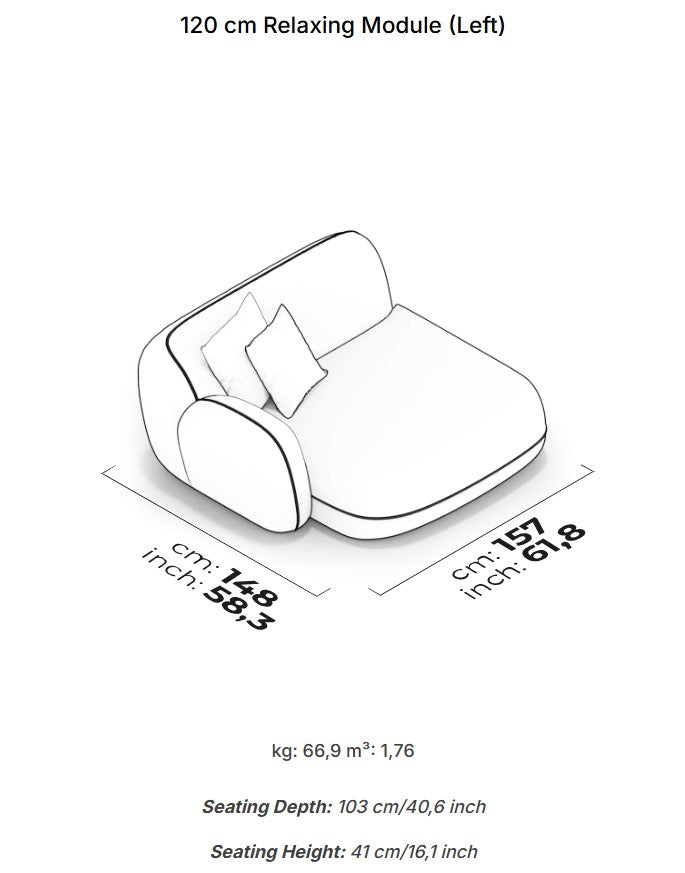 10 модула за модулен диван «Icona» + конзолна масичка, лежанка