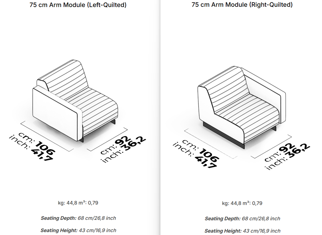 20 модула за модулен диван «Heritage»