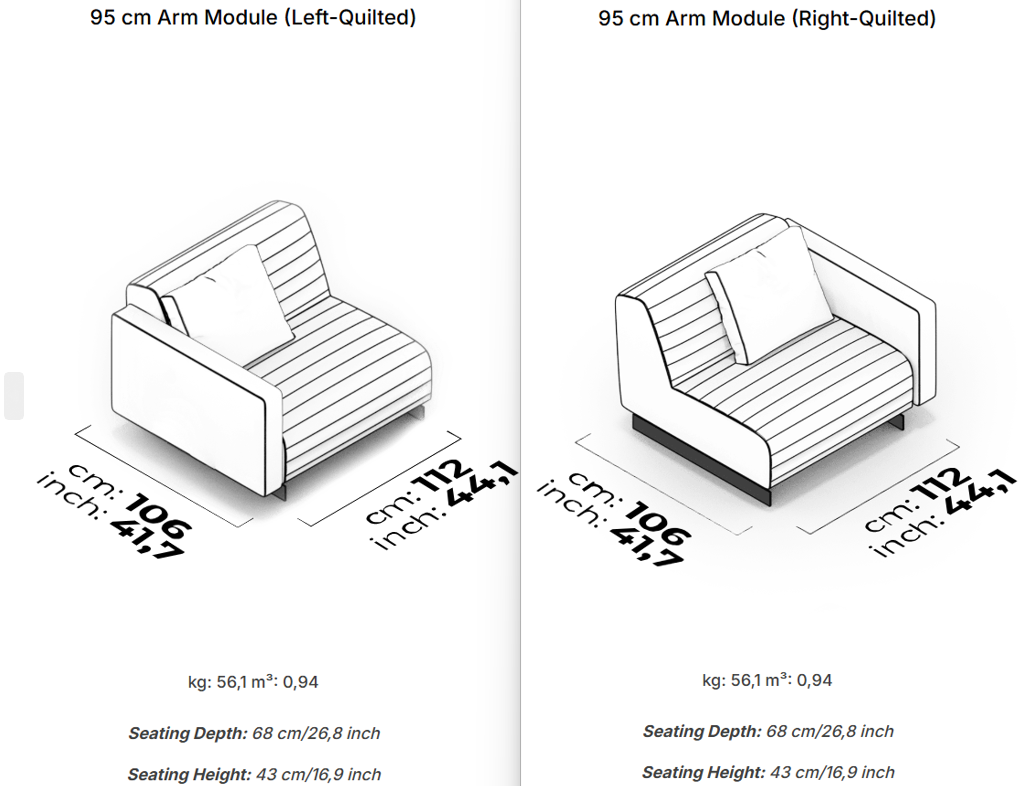 20 модула за модулен диван «Heritage»