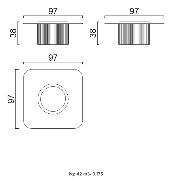 Холна маса «Solid Small» - стъклен плот, размер 97х38х97см