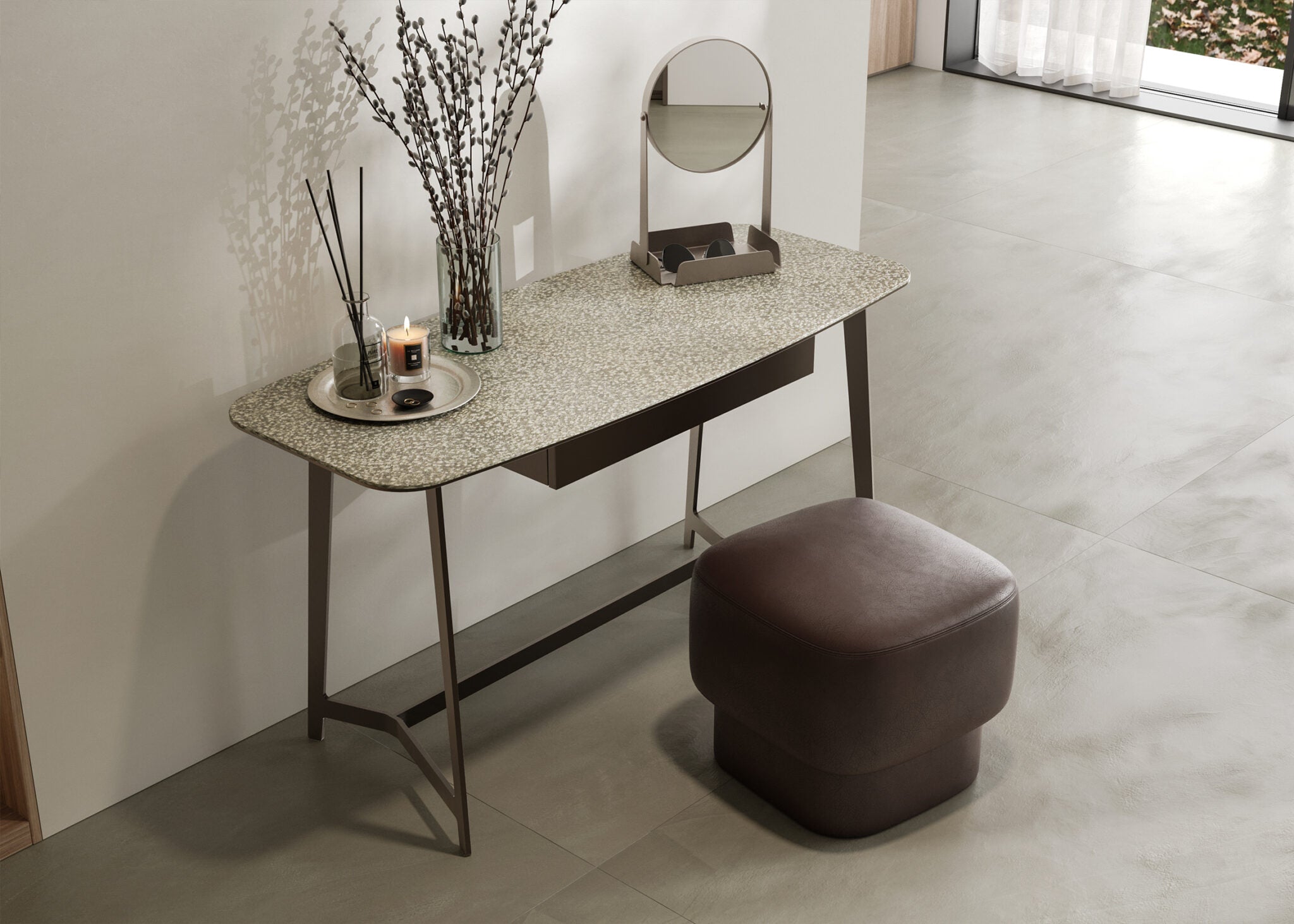 Тоалетка «Soli» + керамичен плот и чекмедже, размер 140х74х58см