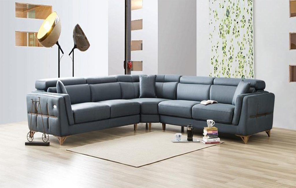 Ъглов разтегателен диван «Hazar» + електрически механизъм, USB зарядна станция, ширина 330см