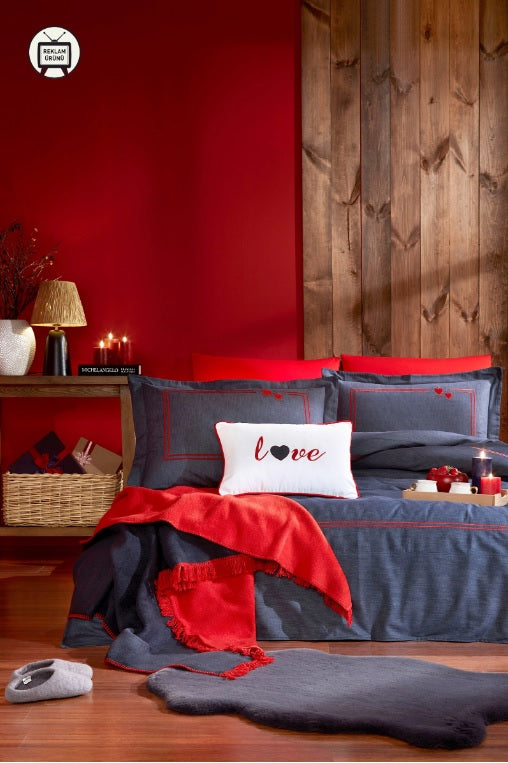 Двоен спален комплект «Endless Love» - 6 части, памучен сатен