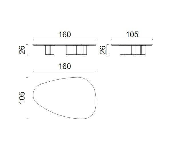 Холна маса «Lava Walnut» с естествен фурнир, размер 160х27х105см