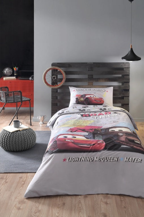 Детски спален комплект «Cars On The Road» - 3 части, памук ранфорс