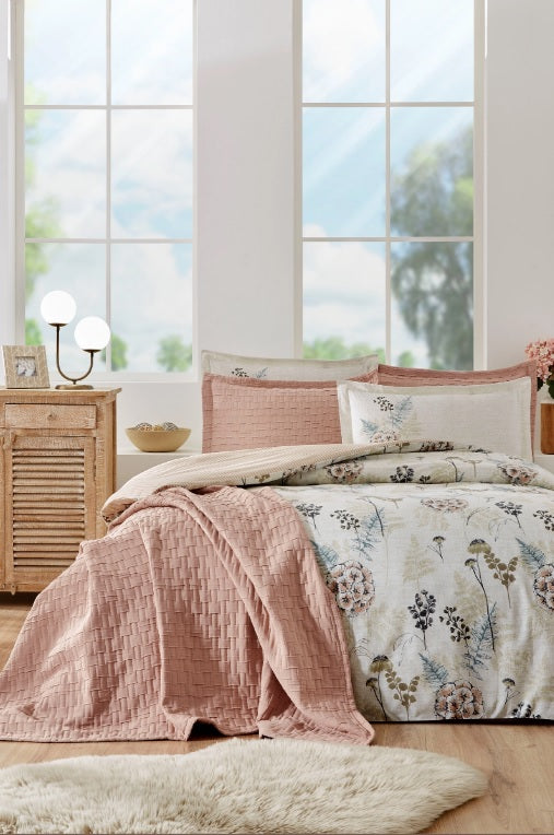 Двоен спален комплект «Phlox» с покривало, 7 части, памук