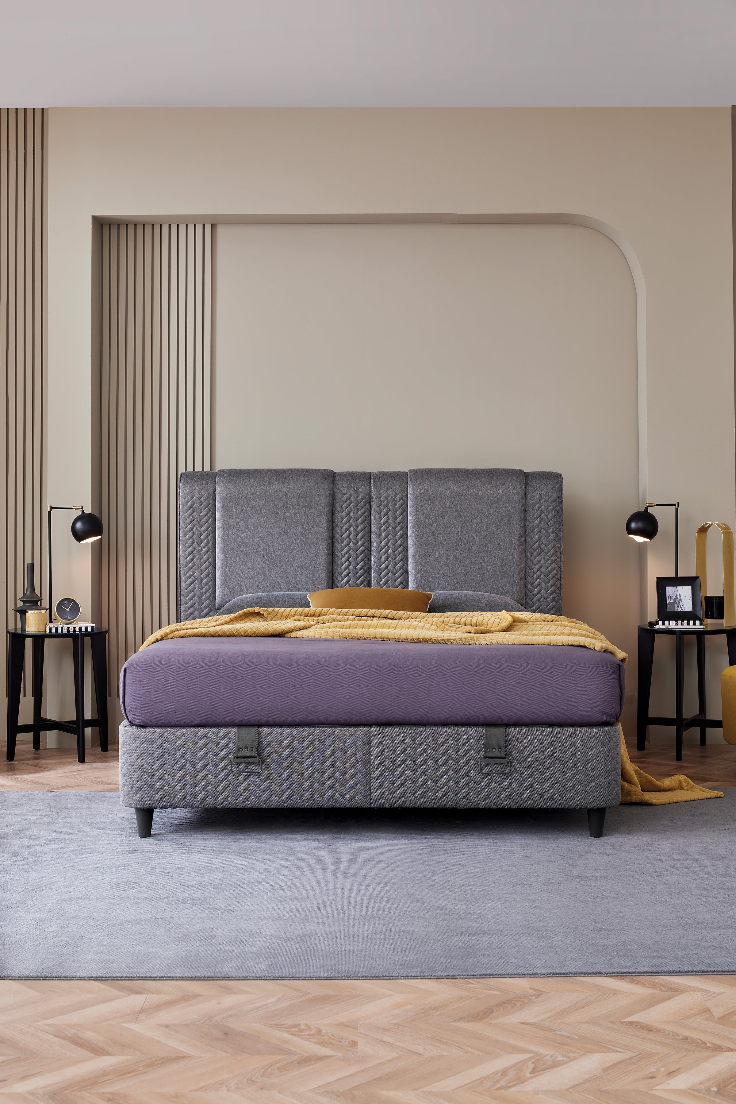 Тапицирано легло «Visco Dynamic» + Матрак и табла - с място за съхранение, матрак с технология Fresche