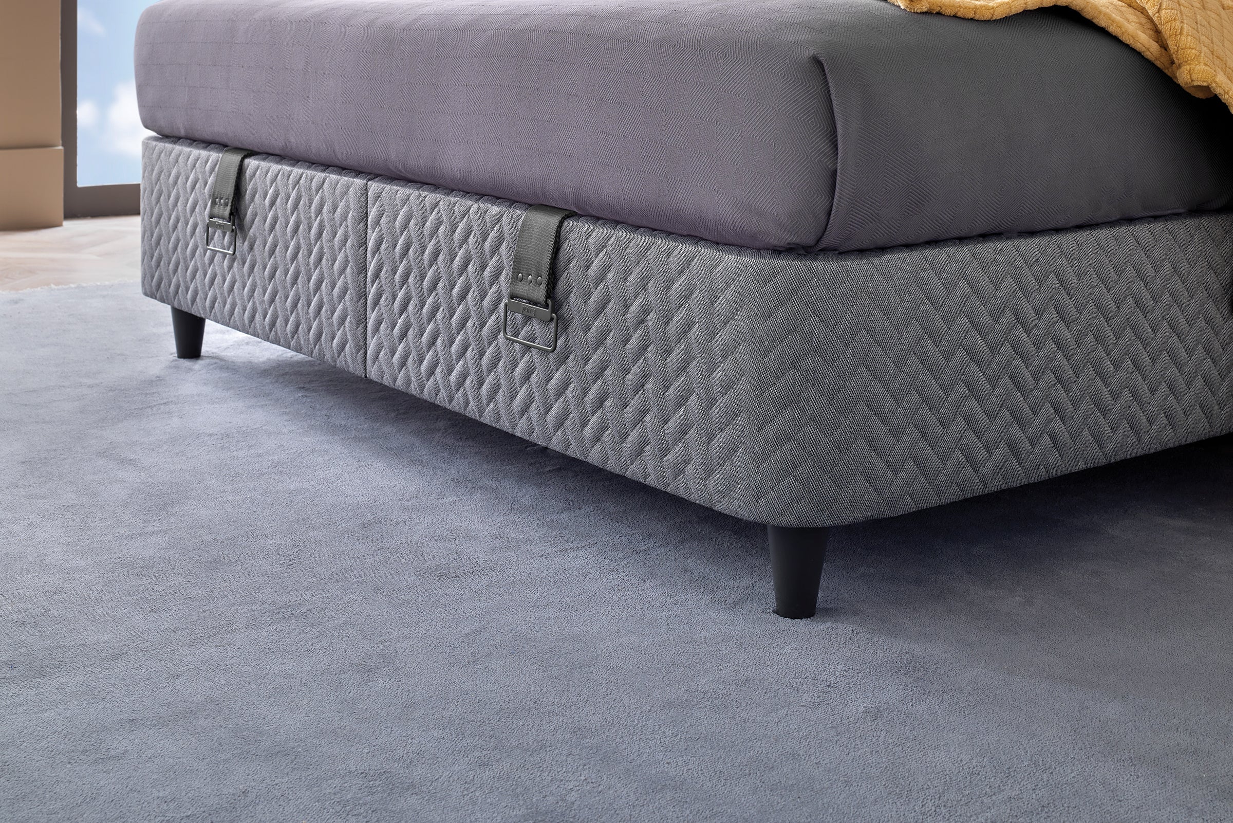 Тапицирано легло «Visco Dynamic» + Матрак и табла - с място за съхранение, матрак с технология Fresche