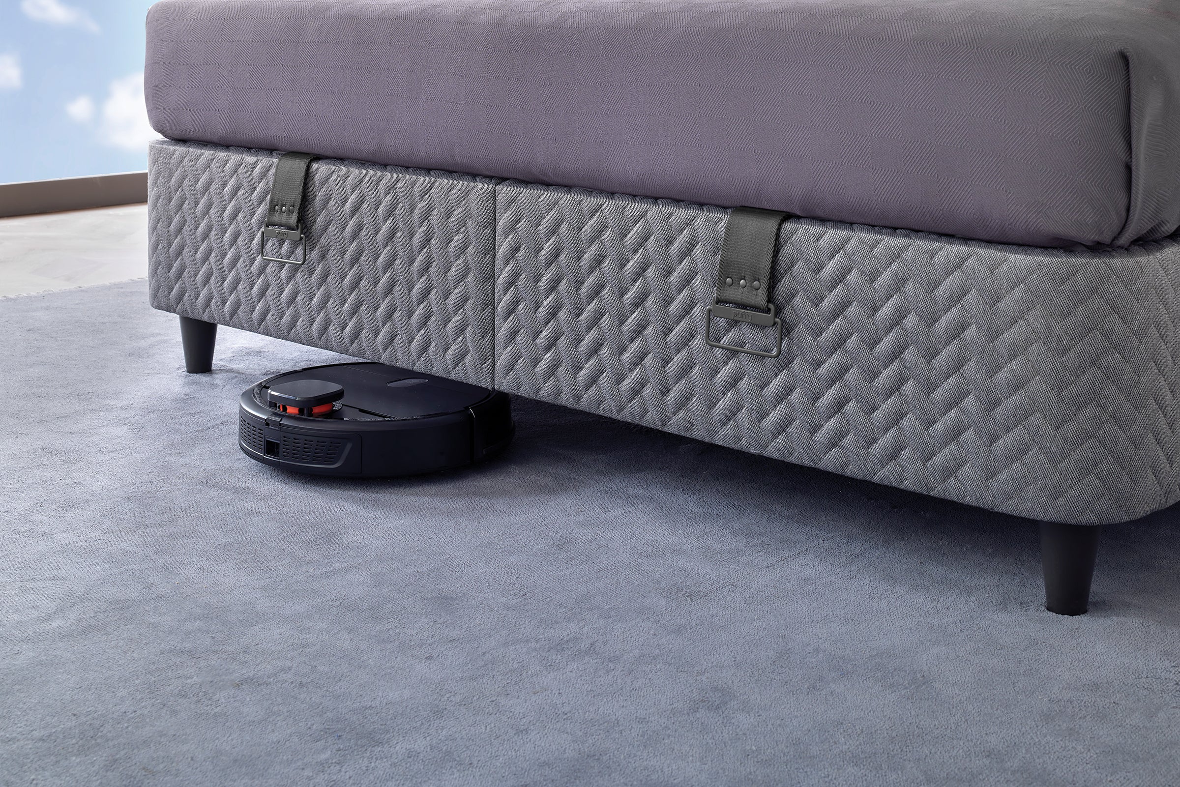 Тапицирано легло «Visco Dynamic» + Матрак и табла - с място за съхранение, матрак с технология Fresche