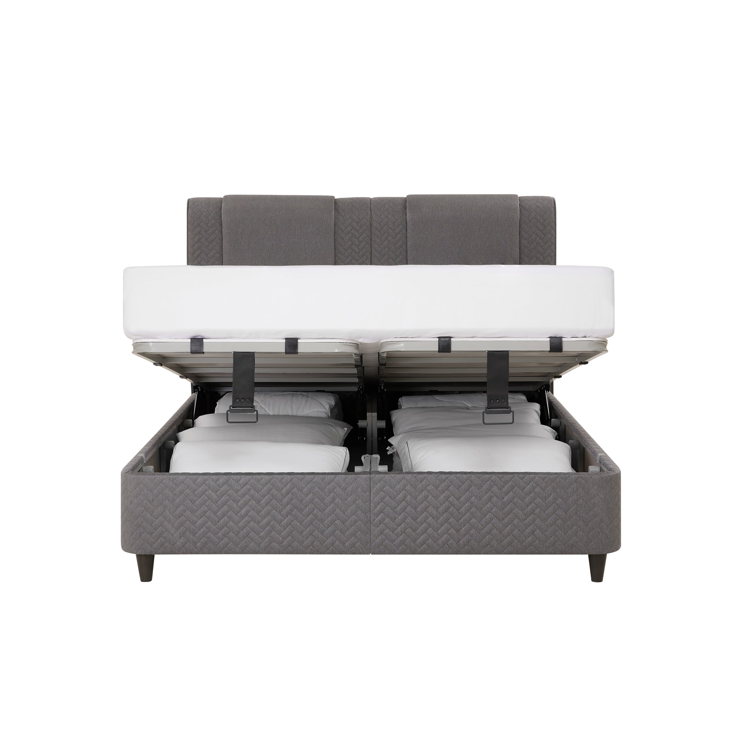 Тапицирано легло «Visco Dynamic» + Матрак и табла - с място за съхранение, матрак с технология Fresche