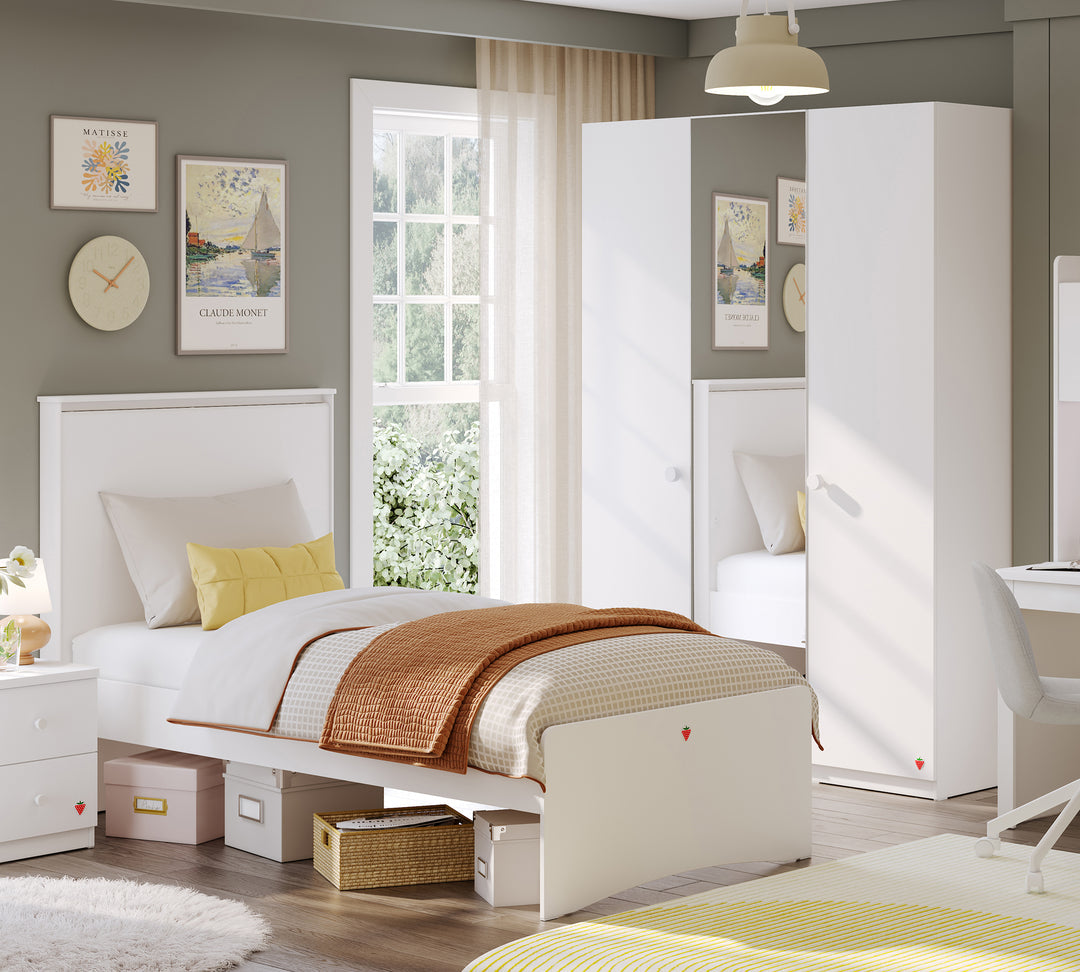 Трикрилен гардероб «Varia White» с огледална врата, ширина 150см