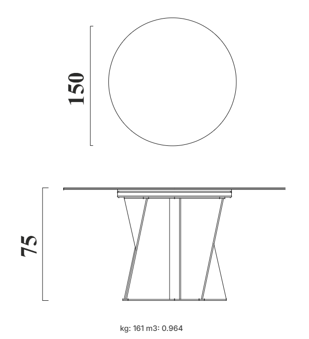 Трапезна маса «Vera» + керамичен плот, размер 150х75х150см