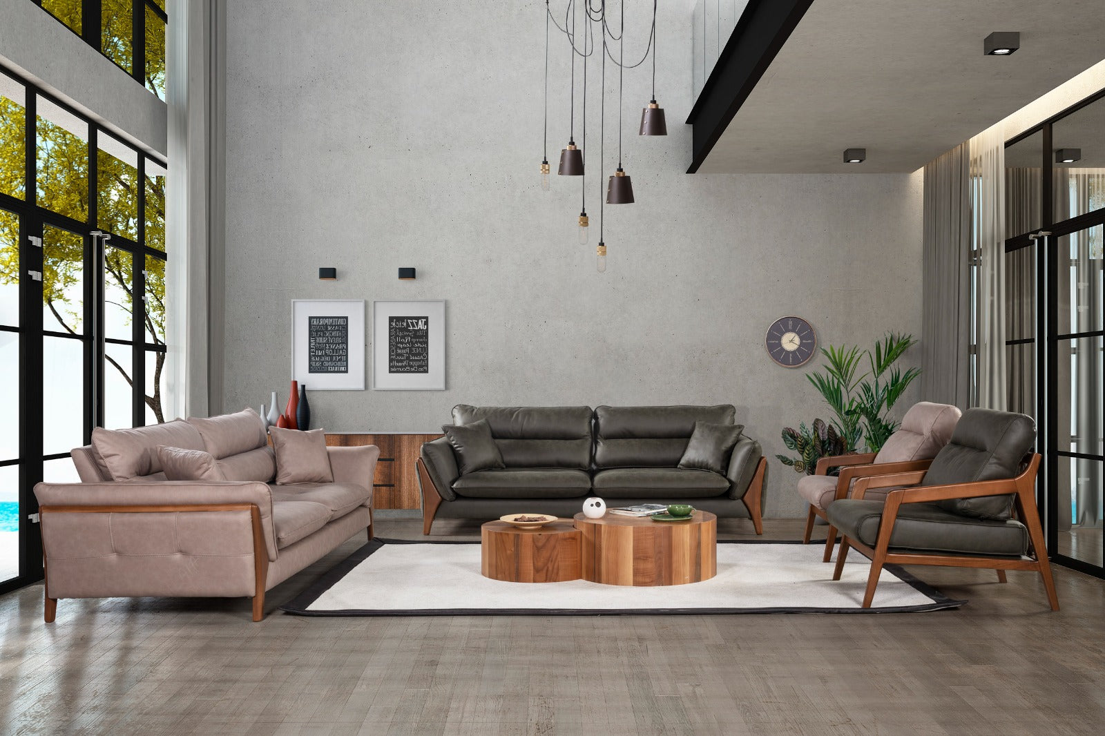 Триместен разтегателен диван «Soft» + 2 декоративни възглавници, ширина 235см