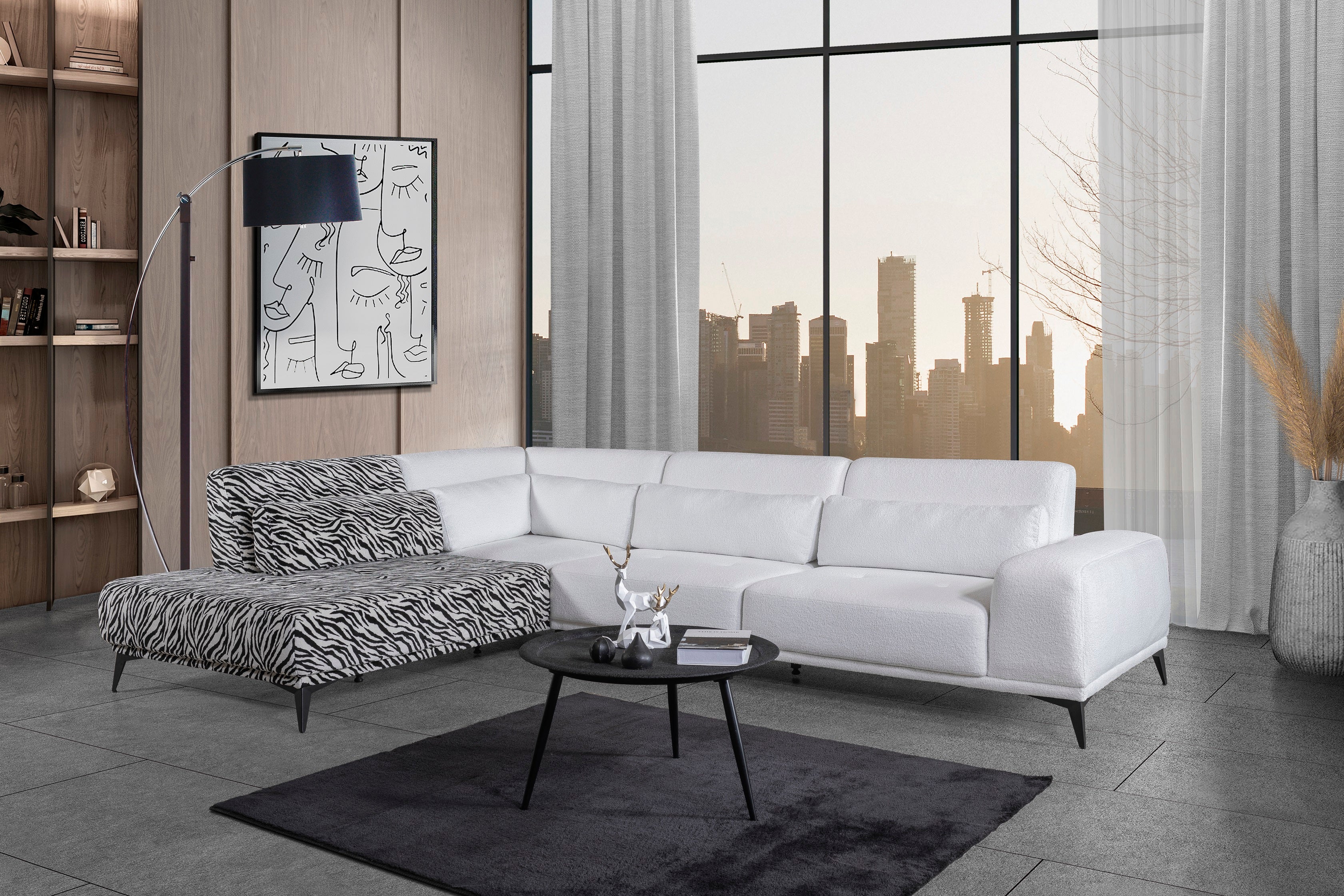 Ъглов диван «Zagreb» + декоративни възглавници, ширина 330см