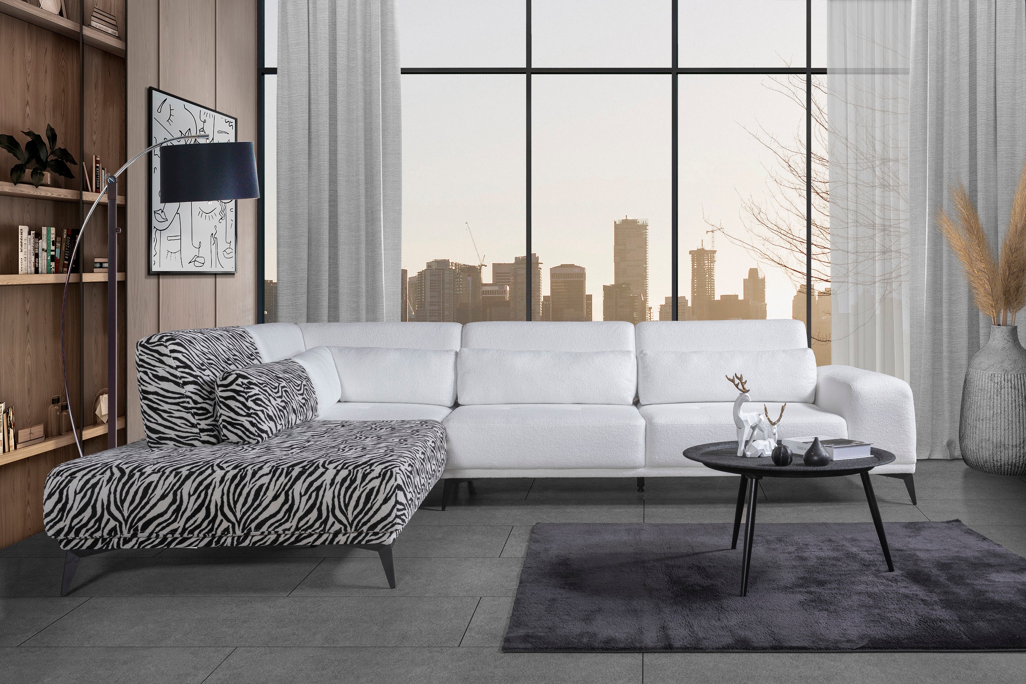 Ъглов диван «Zagreb» + декоративни възглавници, ширина 330см