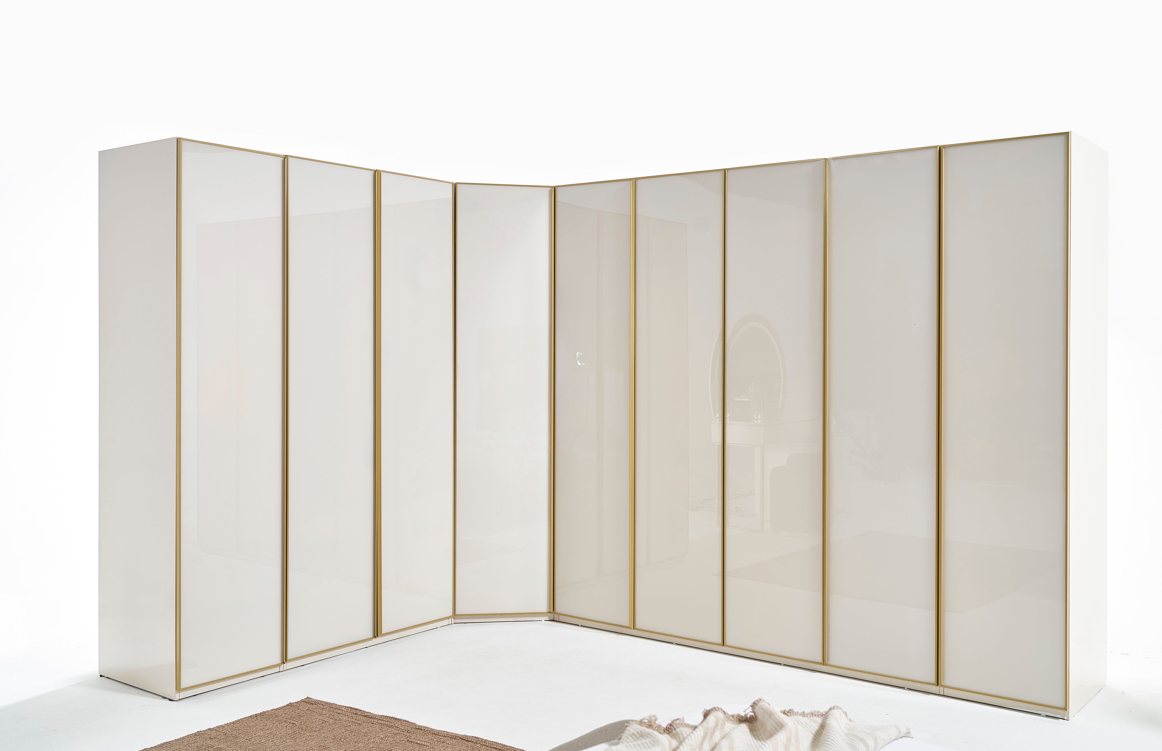 Модулен гардероб «Kapadokya» - 4 модула, с осветление, стъклени врати