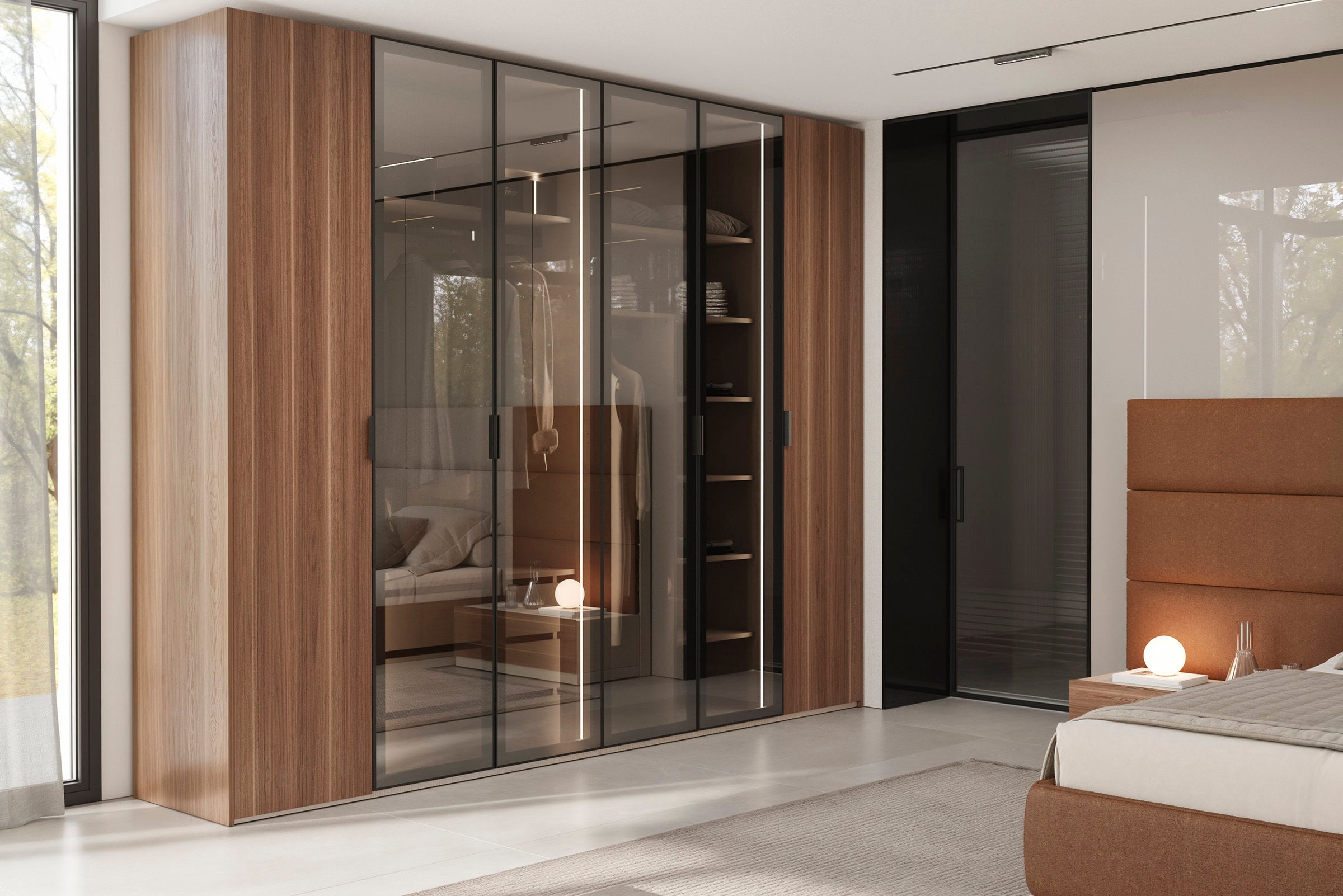 Врати за модулен гардероб «Alfa» - опушено стъкло, огледало, ПДЧ