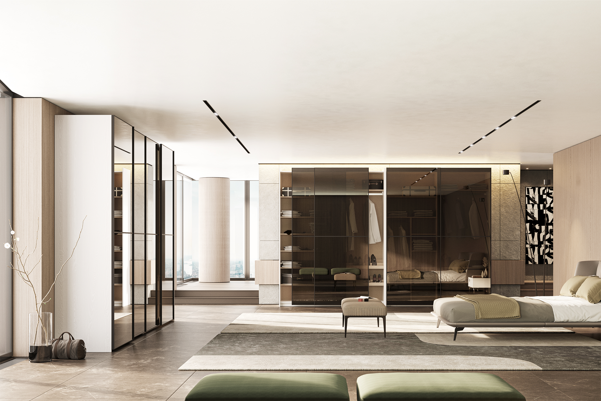 4 конфигурирани модула за гардероб «Alfa» с плъзгащи врати