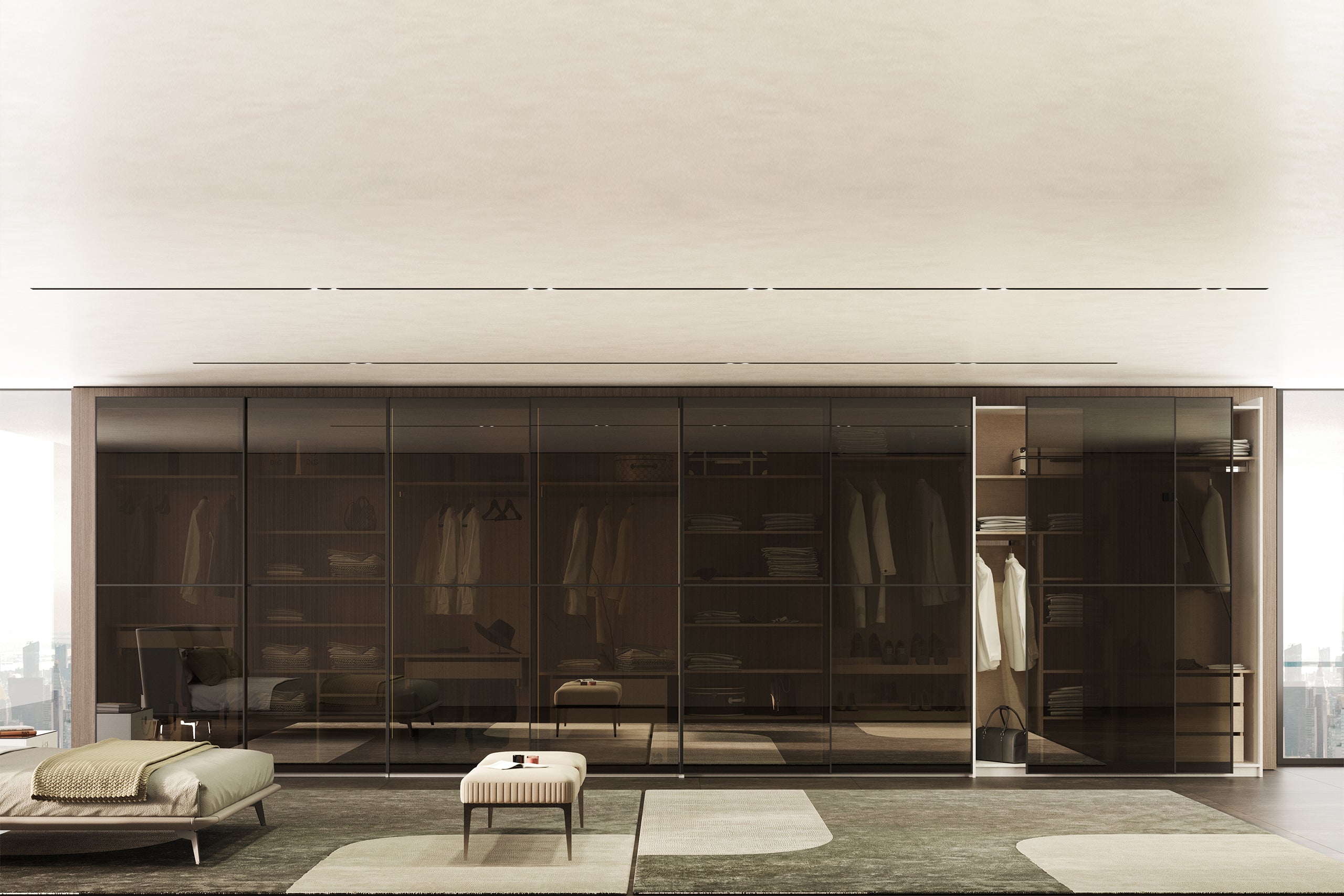 4 конфигурирани модула за гардероб «Alfa» с плъзгащи врати