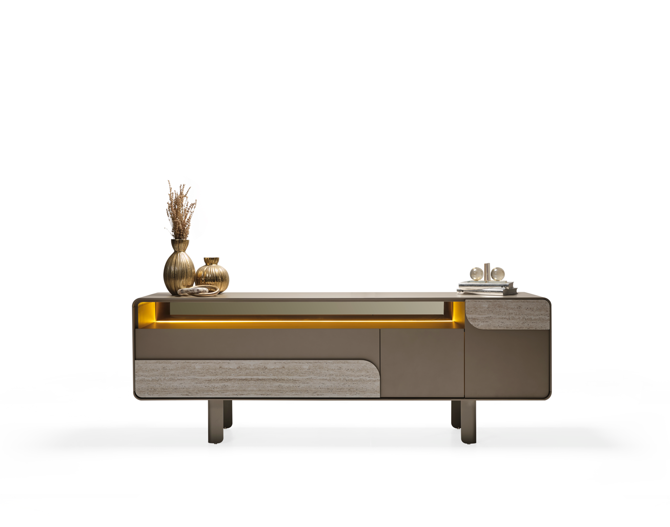 Бюфет «Aqua G» + LED осветление, с травертин, размер 225х80х50см