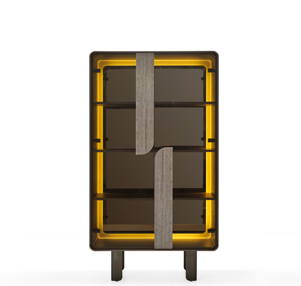 Витрина «Aqua G» + LED осветление, с травертин, размер 100х180х50см