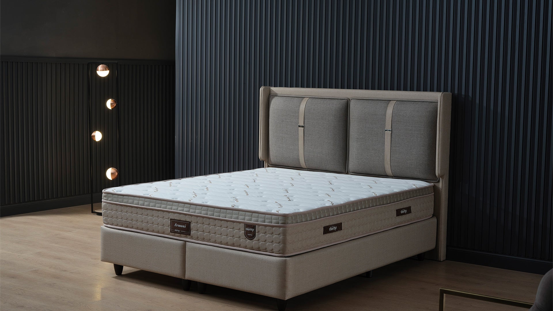 Тапицирано легло «Armoni» + Матрак и табла - с място за съхранение и система за безшумно затваряне