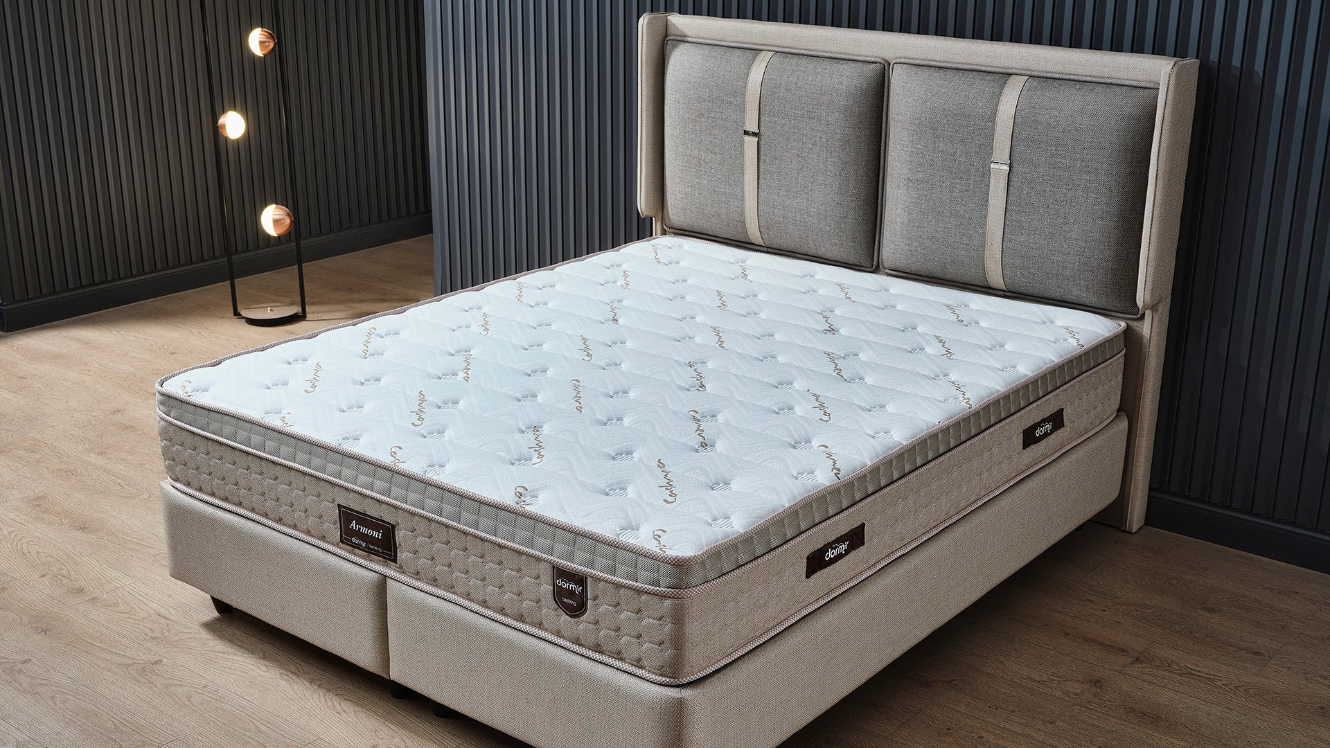 Тапицирано легло «Armoni» + Матрак и табла - с място за съхранение и система за безшумно затваряне