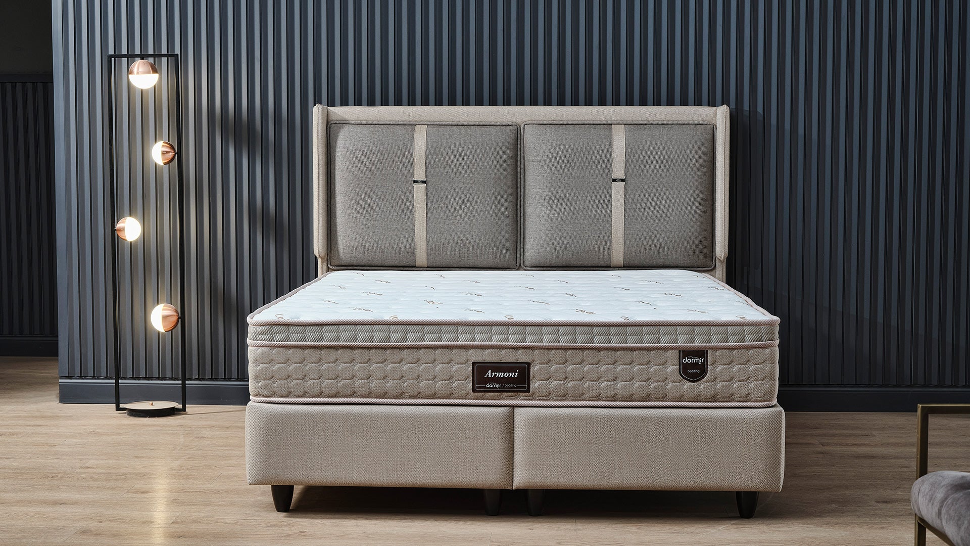 Тапицирано легло «Armoni» + Матрак и табла - с място за съхранение и система за безшумно затваряне