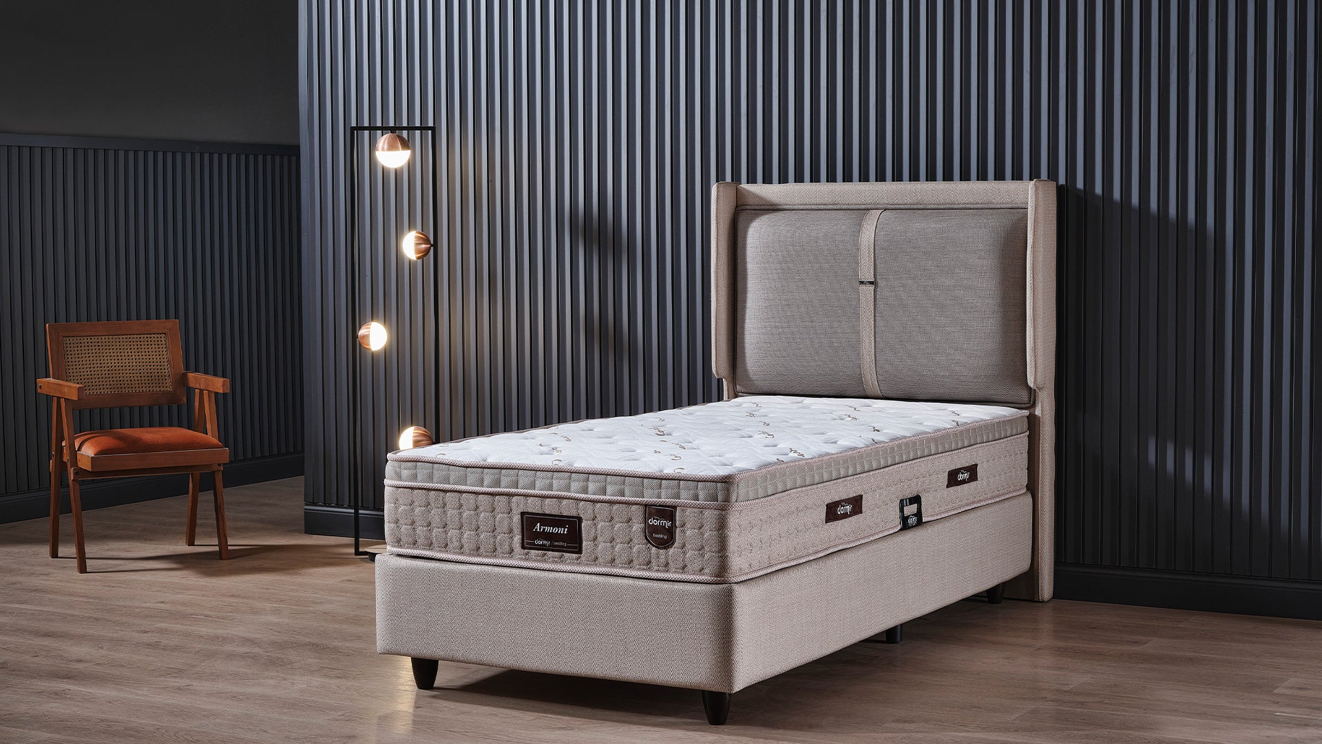 Тапицирано легло «Armoni» + Матрак и табла - с място за съхранение и система за безшумно затваряне