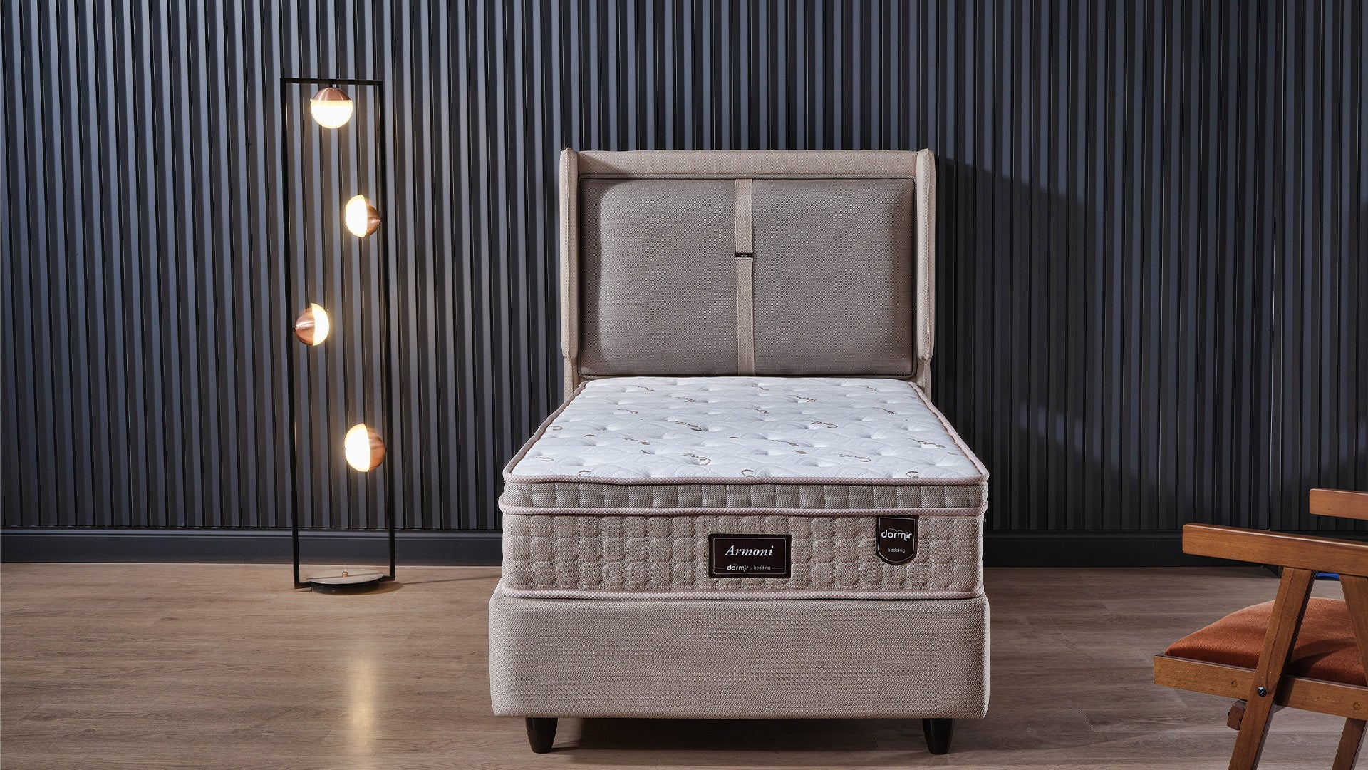 Тапицирано легло «Armoni» + Матрак и табла - с място за съхранение и система за безшумно затваряне