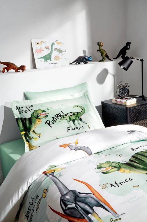Детски спален комплект «Dinosaur» - 3 части, памук ранфорс