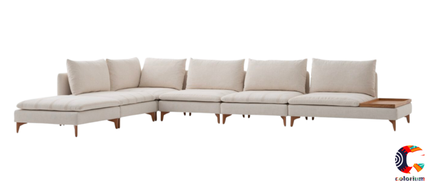 Ъглов диван «Fox Lagom» от серия Colorium, с декоративни възглавници, ширина 415см