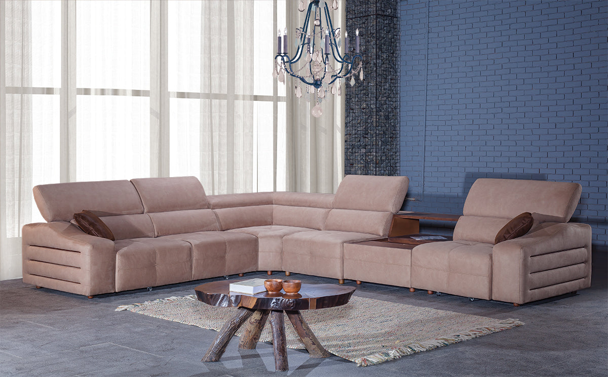 Ъглов разтегателен диван «Azra» + електрически механизъм, USB зарядна станция, ширина 390см