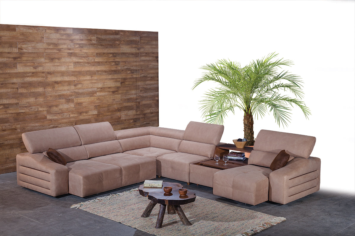 Ъглов разтегателен диван «Azra» + електрически механизъм, USB зарядна станция, ширина 390см