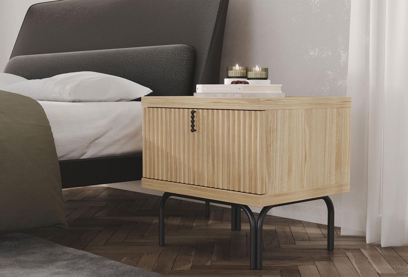 Нощно шкафче «Austin Oak» + чекмедже, размер 59х55х48см