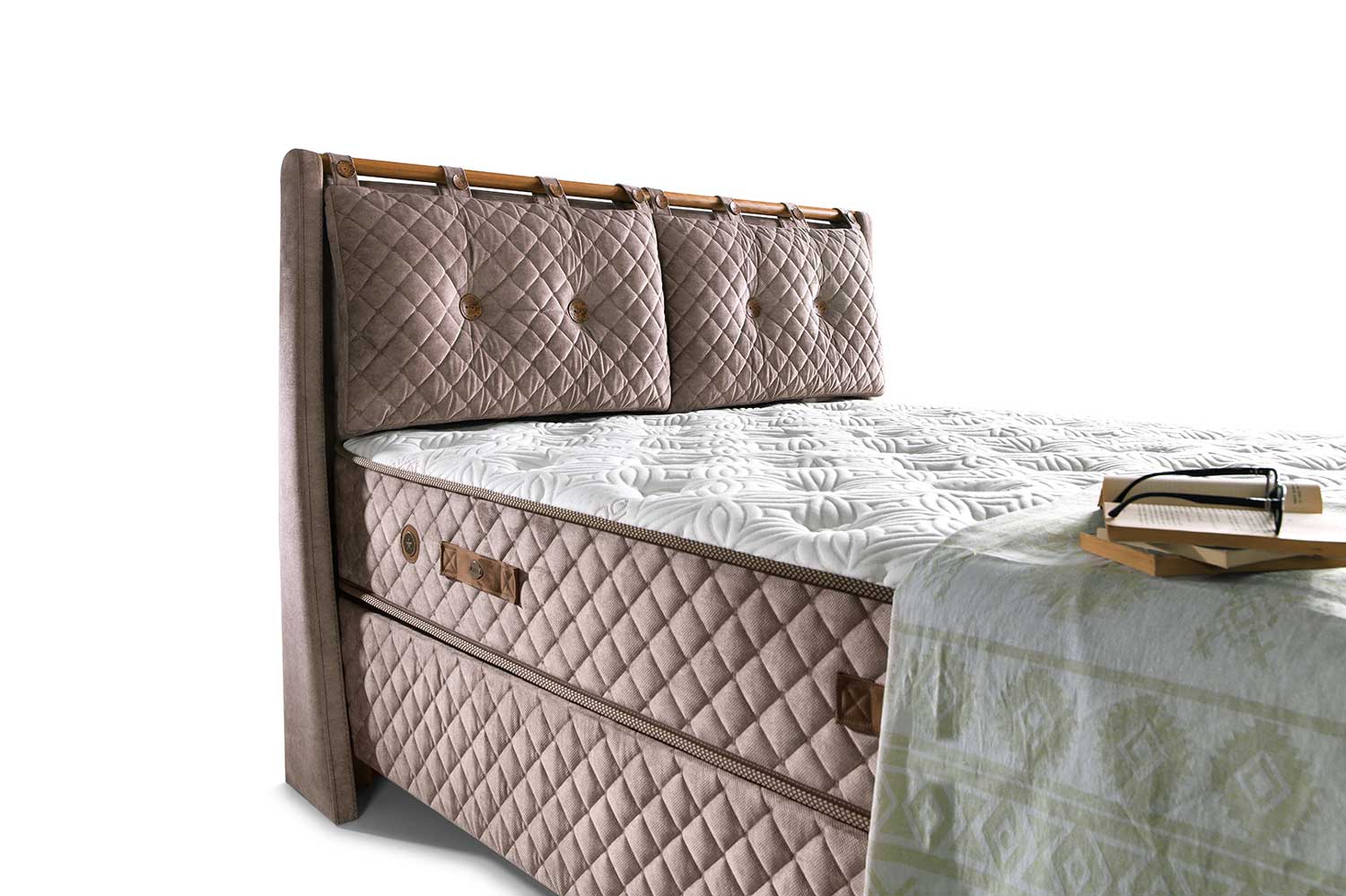 Тапицирано легло «Bamboo Sleep» + Матрак и табла - с място за съхранение, матрак с бамбукови влакна